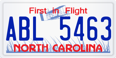 NC license plate ABL5463