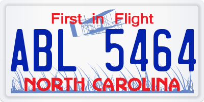NC license plate ABL5464