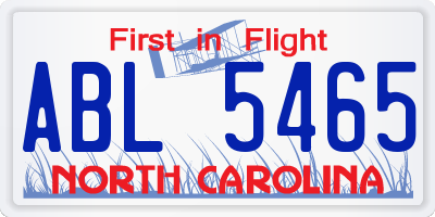NC license plate ABL5465