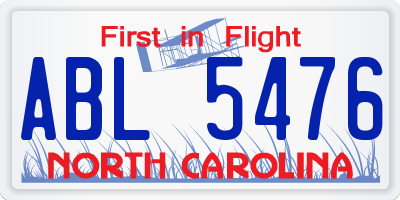 NC license plate ABL5476
