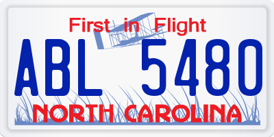 NC license plate ABL5480