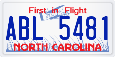 NC license plate ABL5481