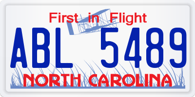 NC license plate ABL5489