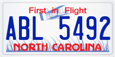 NC license plate ABL5492