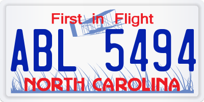NC license plate ABL5494