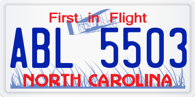 NC license plate ABL5503