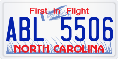 NC license plate ABL5506
