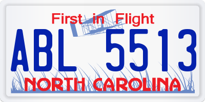 NC license plate ABL5513