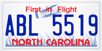 NC license plate ABL5519