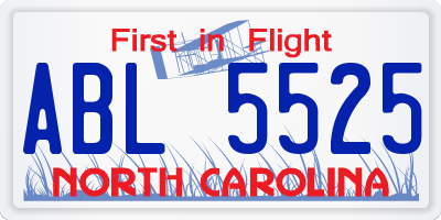 NC license plate ABL5525