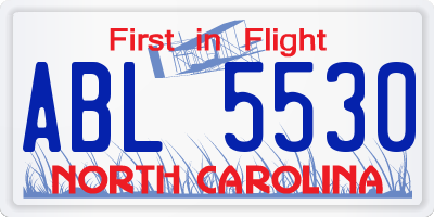 NC license plate ABL5530
