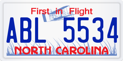 NC license plate ABL5534