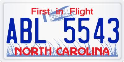 NC license plate ABL5543