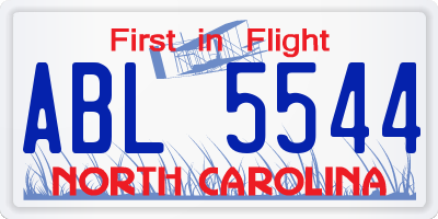NC license plate ABL5544