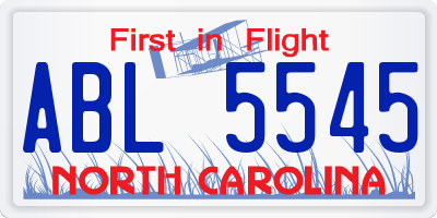 NC license plate ABL5545