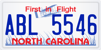 NC license plate ABL5546