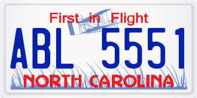 NC license plate ABL5551