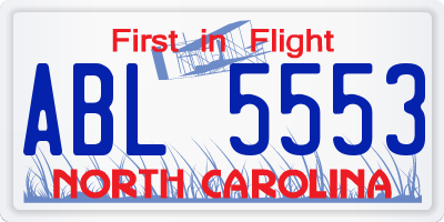NC license plate ABL5553