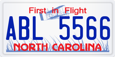 NC license plate ABL5566