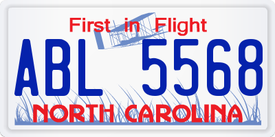 NC license plate ABL5568