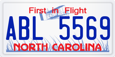 NC license plate ABL5569