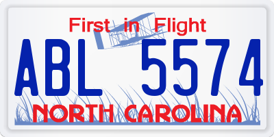 NC license plate ABL5574