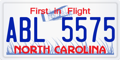 NC license plate ABL5575