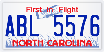 NC license plate ABL5576