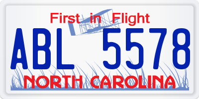 NC license plate ABL5578