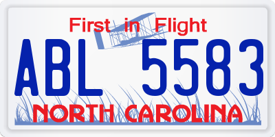 NC license plate ABL5583