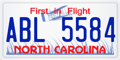 NC license plate ABL5584