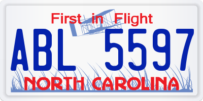 NC license plate ABL5597
