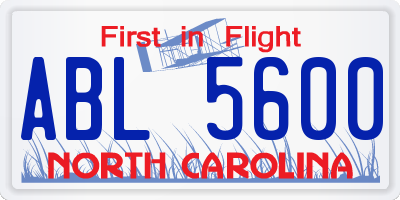 NC license plate ABL5600