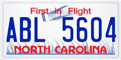 NC license plate ABL5604