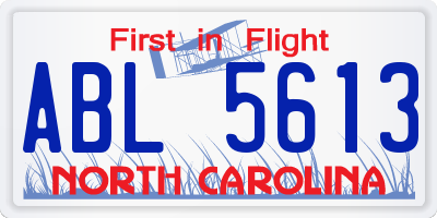 NC license plate ABL5613