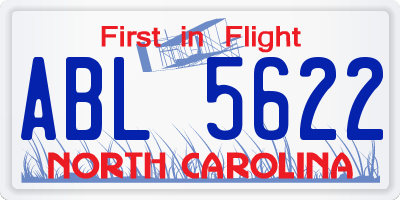 NC license plate ABL5622