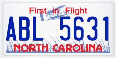 NC license plate ABL5631