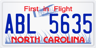 NC license plate ABL5635