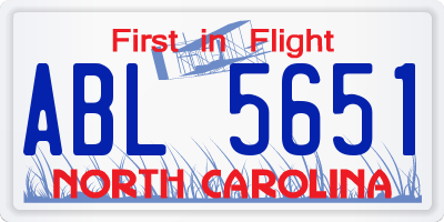 NC license plate ABL5651