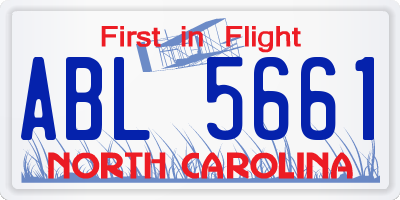 NC license plate ABL5661