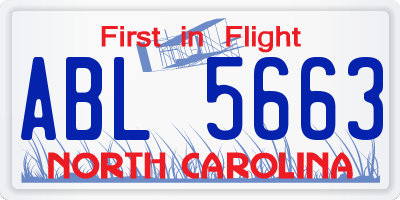 NC license plate ABL5663