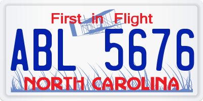 NC license plate ABL5676