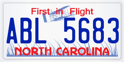 NC license plate ABL5683