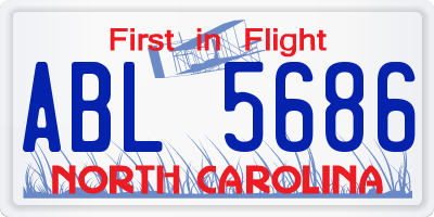 NC license plate ABL5686