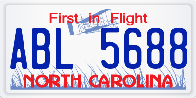 NC license plate ABL5688