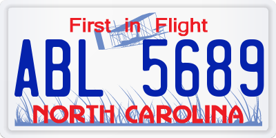 NC license plate ABL5689