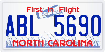 NC license plate ABL5690