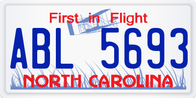 NC license plate ABL5693