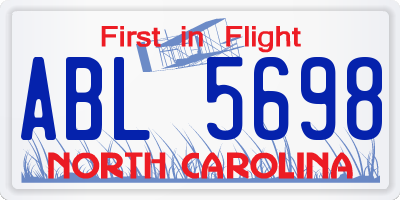 NC license plate ABL5698