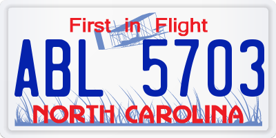 NC license plate ABL5703